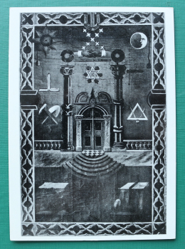 AK Erlangen / 1930-1940er Jahre / Freimaurer Loge / Libanon z d 3 Cedern / Lehrling und Gesellen Teppich im Tempel / Symbole Kerzen Totenkopf Skelett